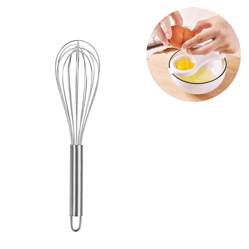 VITASUNHOW Stainless Steel Whisk Balloon Whisk 10 Wire Whisk Kitchen Whisk Handheld Whisk for Blending Whisking Beating Stirring Egg Separator as a Gift