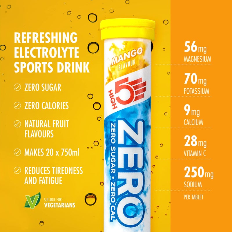 High5 ZERO Electrolyte Tablet - Hydration Tablets Enhanced with Vitamin C - 0 Calories & Sugar Free - Boost Hydration, Performance & Wellness - Mango, 20 Tablets (20x, Pack of 1) - Image 2