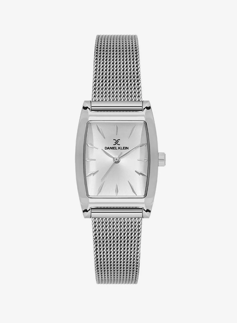 DANIEL KLEIN Women's Mesh Band Silver Alloy Case Analog Silver Square Sunray Dial Japanese Quartz Premium 30 Meters Water Resistant
