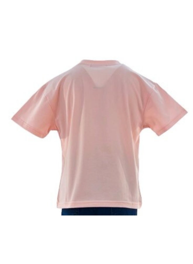JOANNA JOANNA 22KY067B Girl's Super Girl Brighter Print Round Neck Short Sleeve T-Shirt - Peach  - Image 3