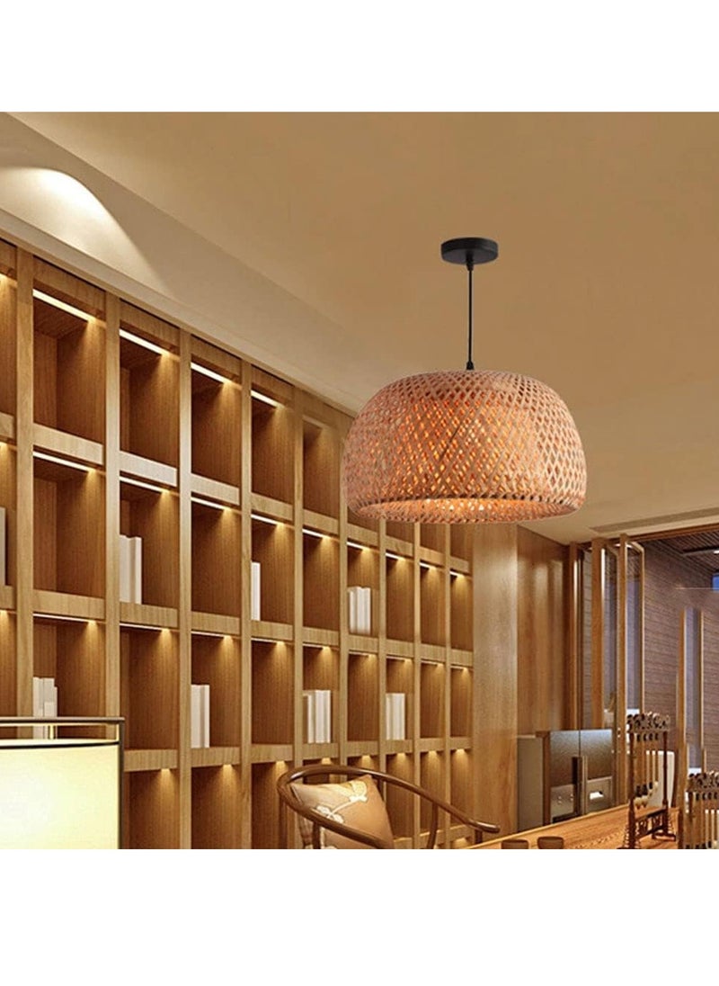 SYOSI - Rattan Pendant Lights Wicker Pendant Lighting Bird's Nest Shape Lamp Shade with Adjustable Cord Natural Bamboo Woven Chandelier Living Room Ceiling Hanging Light Fixtures for Dining Room Bar Cafe - Image 1