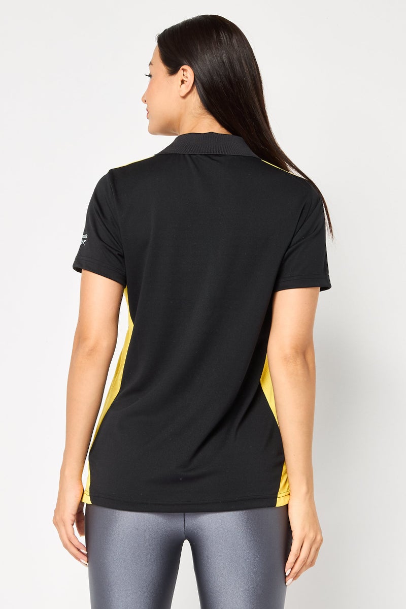 Reebok Women Sportswear Fit Short Sleeve Training Polo Shirt, Black - Image 2