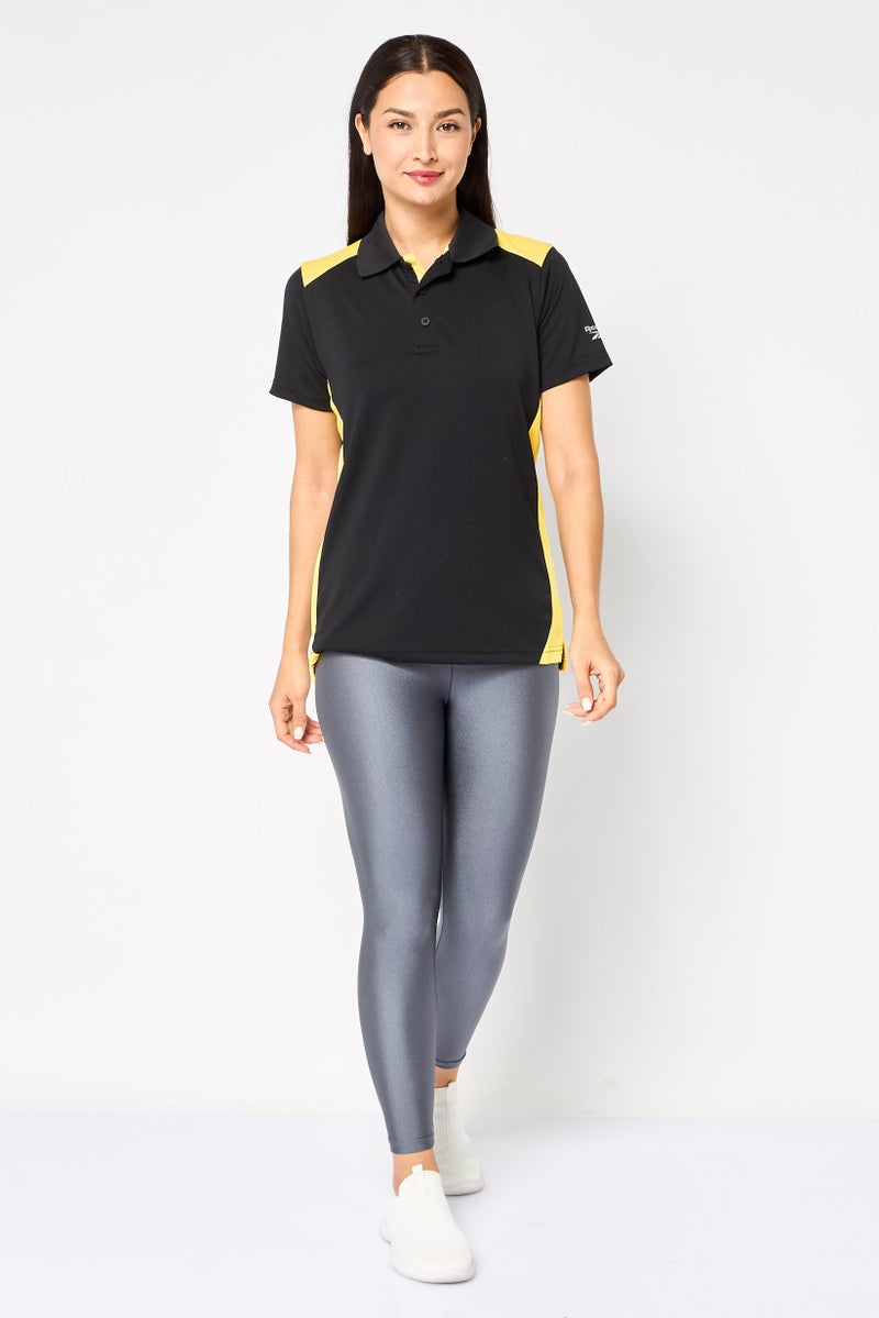 Reebok Women Sportswear Fit Short Sleeve Training Polo Shirt, Black - Image 4