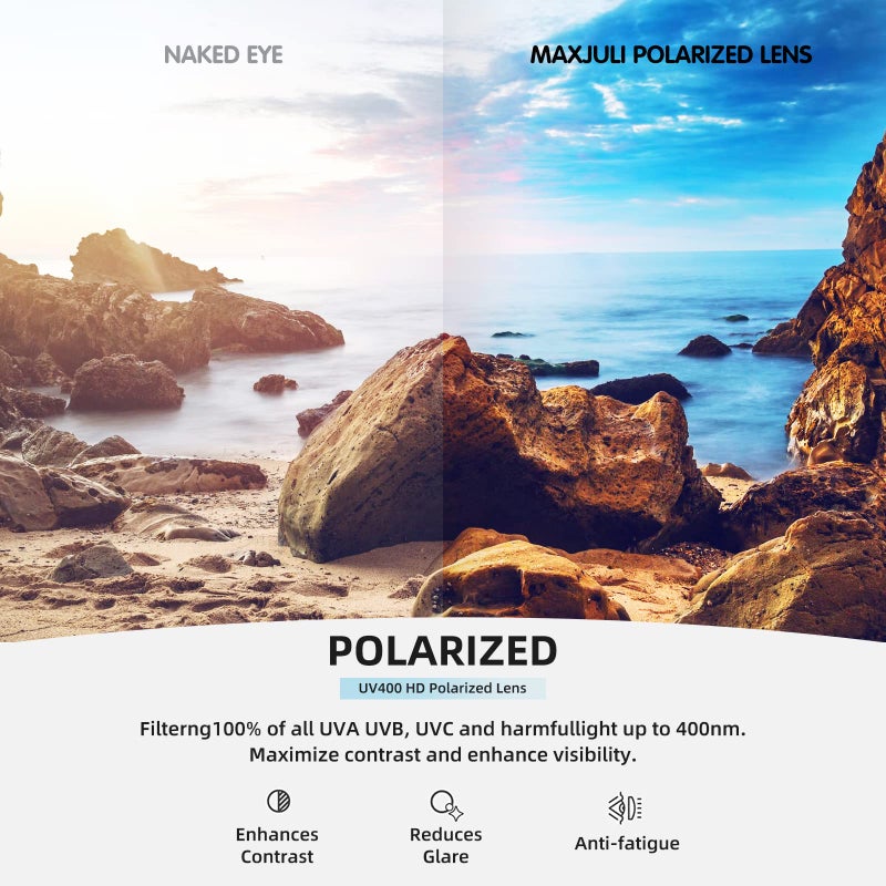 MAXJULI Polarized Big Sunglasses for Men Women with Big Heads UV 400 Protection (fit XL size) Black/Blue - Image 5