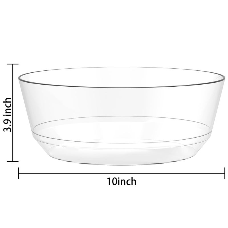 Hioasis 8 Pack Plastic Serving Bowls 128oz Clear Plastic Bowls Heavy Duty Disposable Serving Bowls for Party Snack & Salad & Candy & Bar Buffet - Image 2