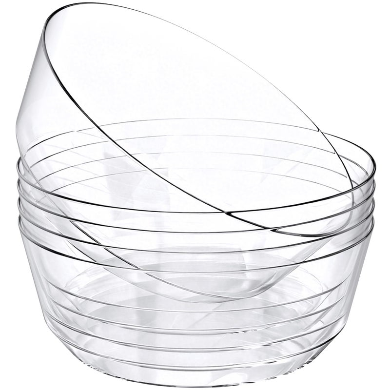Hioasis 8 Pack Plastic Serving Bowls 128oz Clear Plastic Bowls Heavy Duty Disposable Serving Bowls for Party Snack & Salad & Candy & Bar Buffet - Image 1