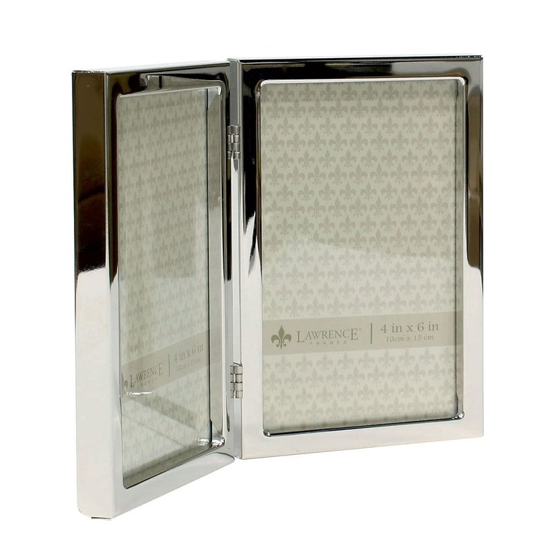 Lawrence Frames 4x6 Hinged Double Silver Standard Metal Picture Frame (710646D) - Image 2
