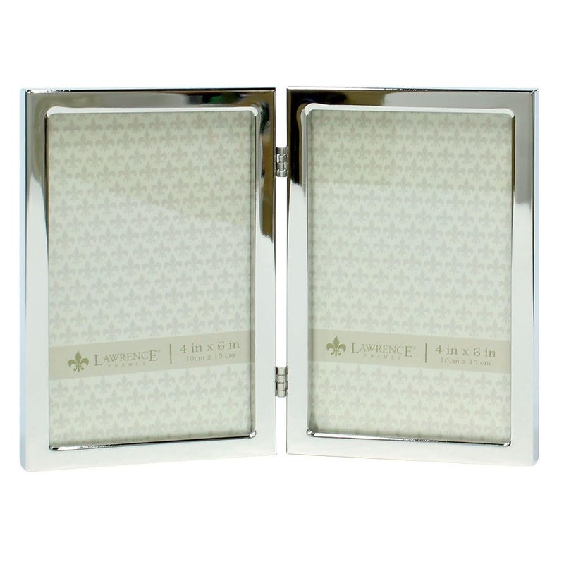 Lawrence Frames 4x6 Hinged Double Silver Standard Metal Picture Frame (710646D) - Image 1