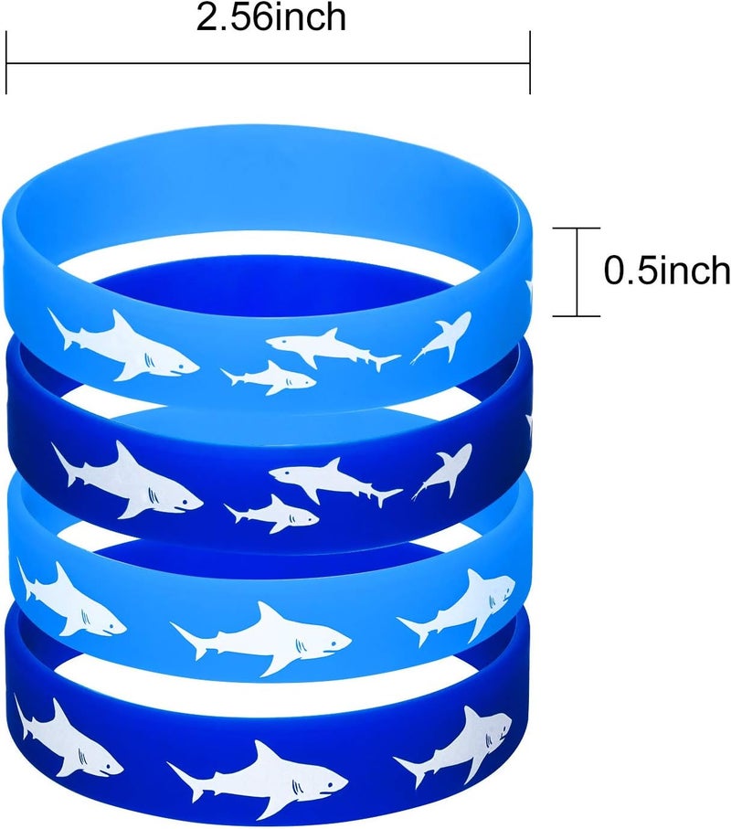 meekoo 24 Pcs Shark Party Favors Rubber Wristbands Bracelet Under The Sea Shark Birthday Party Favors Supplies Gift Decorations Delicate - Image 4