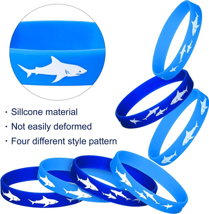 meekoo 24 Pcs Shark Party Favors Rubber Wristbands Bracelet Under The Sea Shark Birthday Party Favors Supplies Gift Decorations Delicate - Image 2