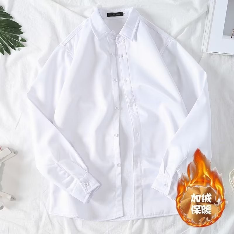 Men'S Thermal Shirt Plaid Fleece-Lined Thickened Shirt Long Sleeve Hong Kong Style Youth Student Casual Jacket - Image 3