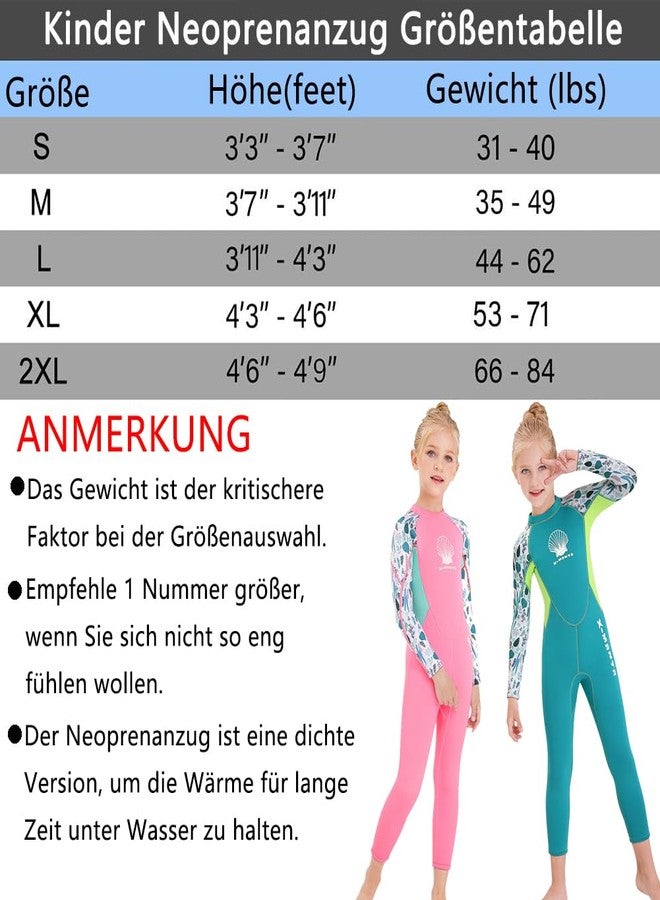 Skyone Kids Girls Boys Wetsuit Full Body Neoprene Thermal Swimsuit 2.5MM for Toddler Youth Children Teen, Long Sleeve Child Scuba Diving Surf Suit One Piece Sun Protection for Water Sports (Girl Pink, M) - Image 2