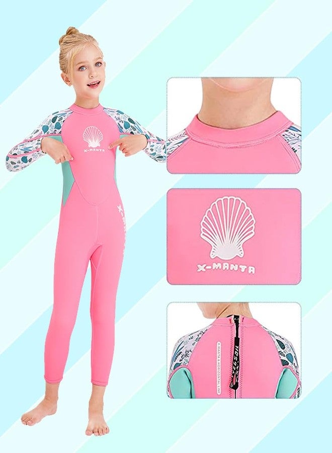 Skyone Kids Girls Boys Wetsuit Full Body Neoprene Thermal Swimsuit 2.5MM for Toddler Youth Children Teen, Long Sleeve Child Scuba Diving Surf Suit One Piece Sun Protection for Water Sports (Girl Pink, M) - Image 3