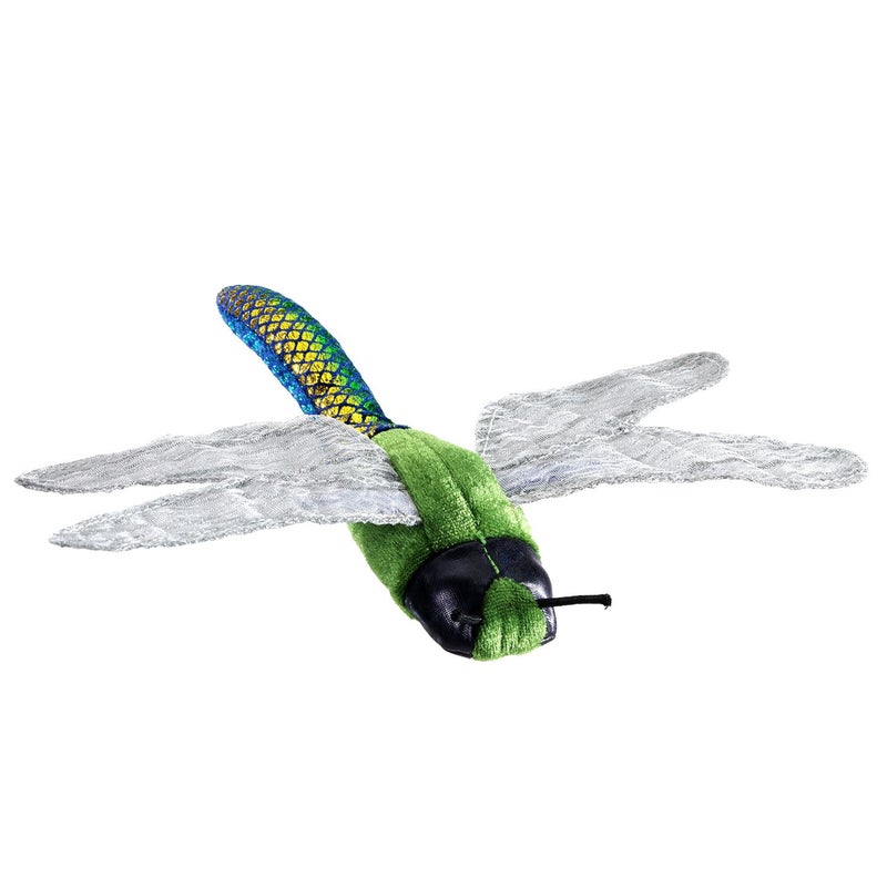 Folkmanis Mini Dragonfly Finger Puppet, Green, Blue, White - Image 1