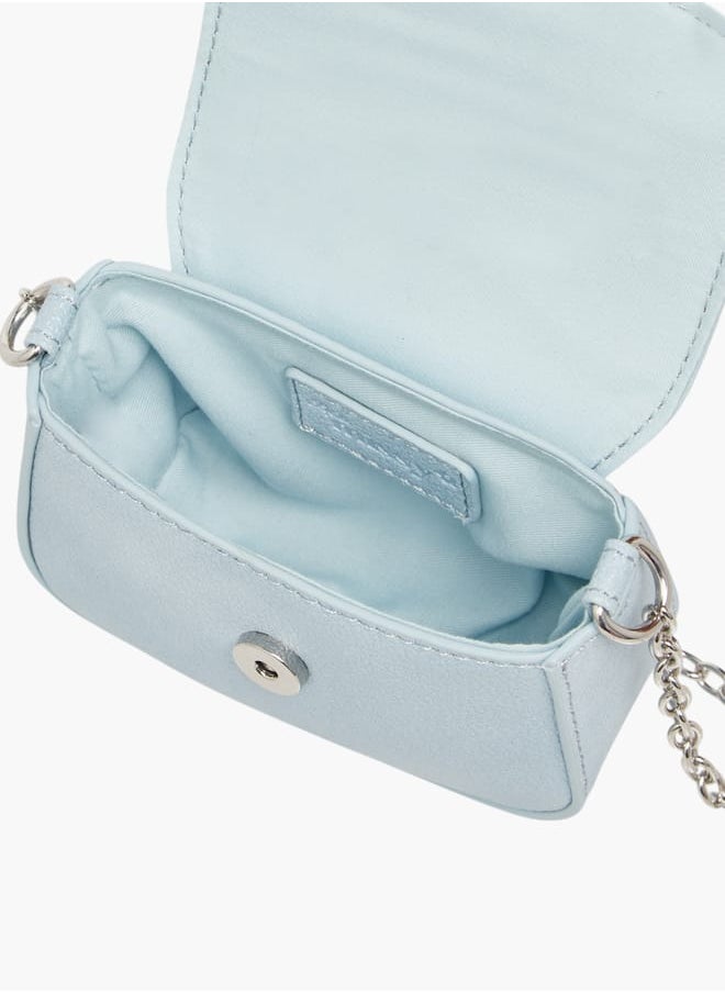 Girls Bow Accent Crossbody Bag with Chain Strap and Button Closure