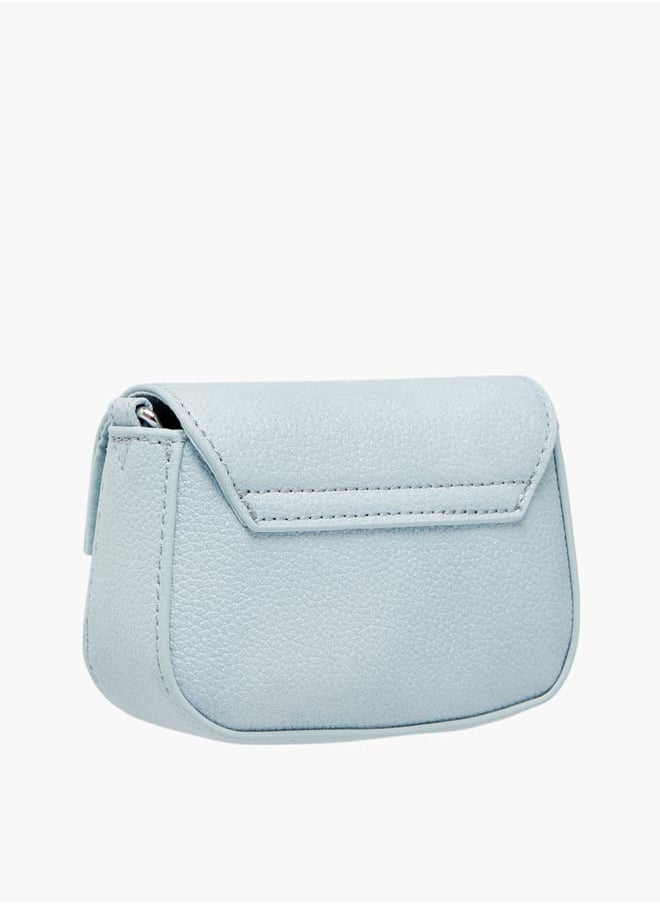 Girls Bow Accent Crossbody Bag with Chain Strap and Button Closure