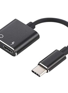 سبون شاحن سماعة رأس USB C/Type C إلى 3.5 مم Aux Audio ومحول مقبس الموسيقى من Spon - أسود  - Image 2