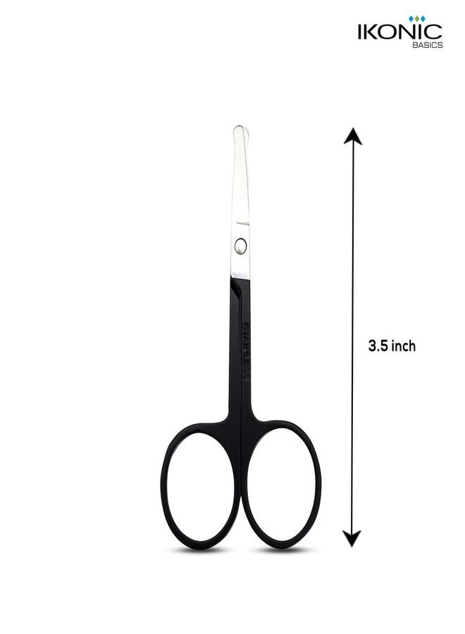 Ikonic IKB-709C Stainless Steel Nose & Ear Hair Trimming Scissors - Rounded Tip, Professional Safe Grooming Tool for Men & Women, Salon, Spa, Beauty Parlour & Personal Use - Image 2