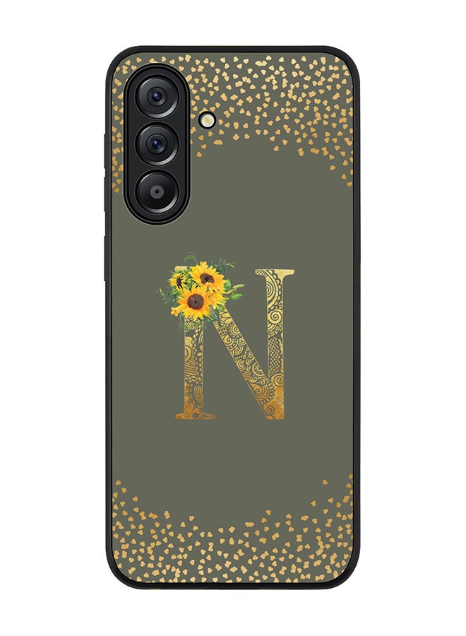 Stylizedd For Samsung Galaxy A56 5G Case,Slim fit Camera Protection, Shockproof Thin Phone cover  - Custom Floral Monogram - N  (Olive Green ) - Image 1