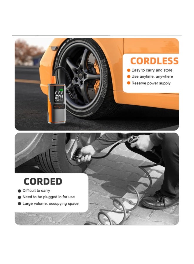 Tire Inflator Portable Air Compressor, 150PSI Car Tire Pump with Real - Time Pressure Display for Cars, Motorcycles, Bicycles, Ball Bikes, Dual - Use Type  MU-008(6000mAh) - Image 4
