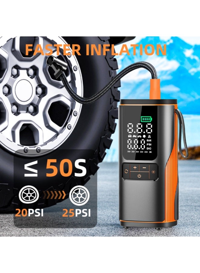Tire Inflator Portable Air Compressor, 150PSI Car Tire Pump with Real - Time Pressure Display for Cars, Motorcycles, Bicycles, Ball Bikes, Dual - Use Type  MU-008(6000mAh) - Image 2