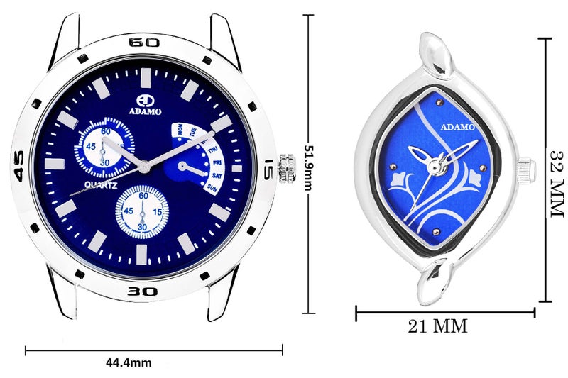 ADAMO Designer Couple Combo Wrist Watch 108-2455SM05 - Image 2