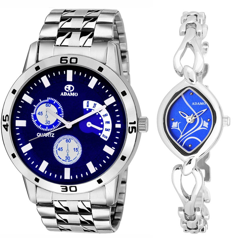 ADAMO Designer Couple Combo Wrist Watch 108-2455SM05 - Image 5