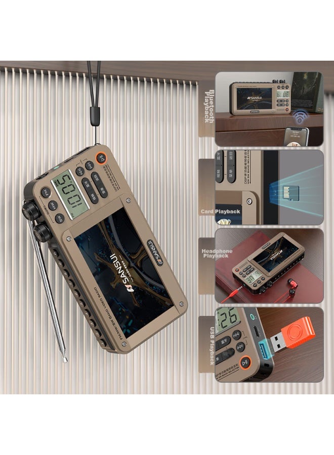 Sansui راديو M33 لكبار السن، قابل لإعادة الشحن، قابل لإدخال بطاقة، فيديو، مكبر صوت صغير، محمول، مشغل صوت شخصي، ضبط FM، راديو بث، مكبر صوت بلوتوث، مشغل موسيقى، أزرق - Image 5