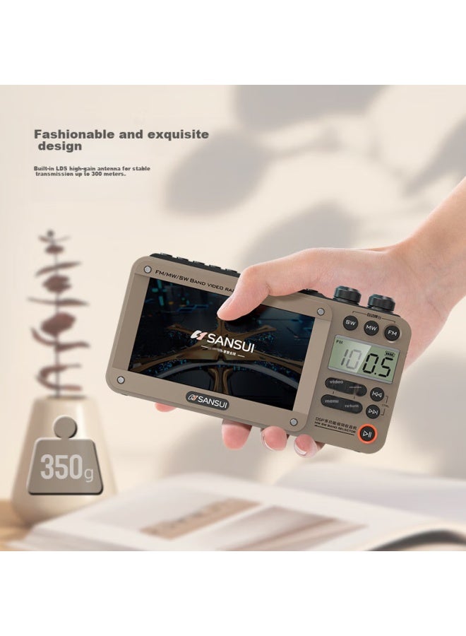 Sansui راديو M33 لكبار السن، قابل لإعادة الشحن، قابل لإدخال بطاقة، فيديو، مكبر صوت صغير، محمول، مشغل صوت شخصي، ضبط FM، راديو بث، مكبر صوت بلوتوث، مشغل موسيقى، أزرق - Image 4