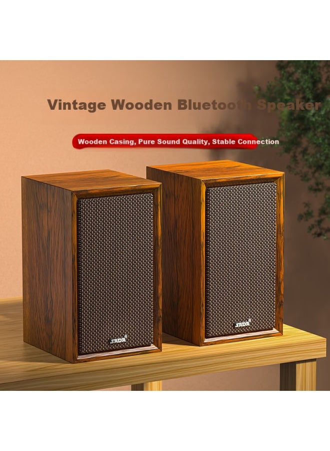 SADA Bluetooth Speaker Hifi Active Desktop Computer Speaker Home Wooden Subwoofer Usb Laptop Multimedia Gaming Living Room 2.0 Amplifier Speaker V-123 - Image 1