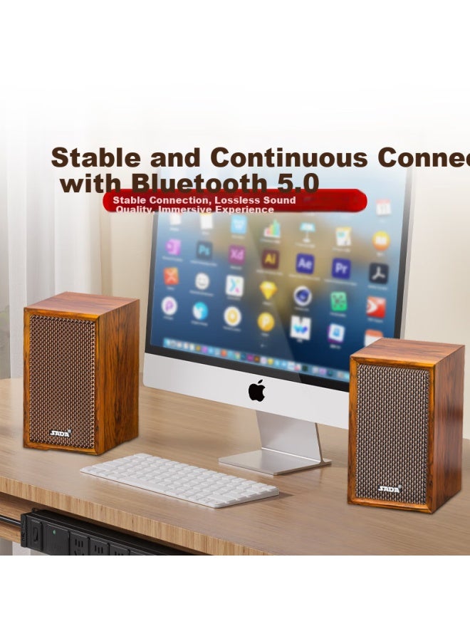 SADA Bluetooth Speaker Hifi Active Desktop Computer Speaker Home Wooden Subwoofer Usb Laptop Multimedia Gaming Living Room 2.0 Amplifier Speaker V-123 - Image 2