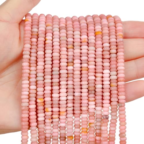 BONNY BOXX 1 Strand (150PCs) Natural 2 * 4mm Pink Opal Rondelle Beads, Natural Abacus Disk Stone Beads Loose Spacer Gemstone for DIY Bracelet Necklace Jewelry Making - Image 1