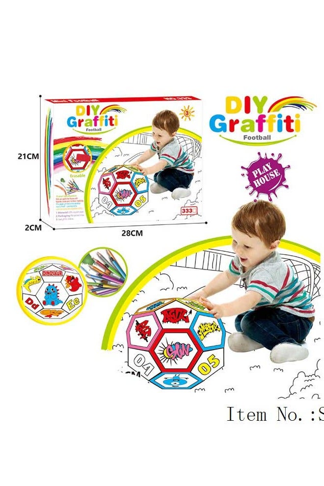 Toy Box DIY 3D Grafitti Football - Paper Craft Kit - 3D Model Paper Figure, Assemble and Drawing Painting Educational Toys