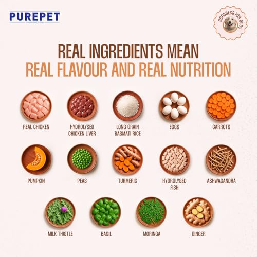 Purepet Fresh Dog Food 300g | Chicken & Pumpkin for Adults & Puppies | High Protein, 65% Real Chicken, 35% Fruits & Veggies | No Preservatives | Ready to Serve | All Breeds | Single Meal Pack - Image 3