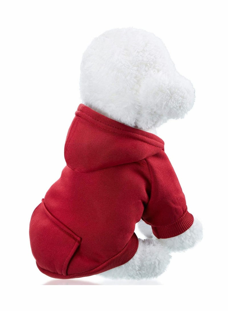 Y&D 2 Pieces Winter Dog Hoodie Warm Small Sweatshirts with Pocket Cotton Coat for Dogs Clothes Puppy Costume (Dark Blue, Wine Red, XL) - Image 4