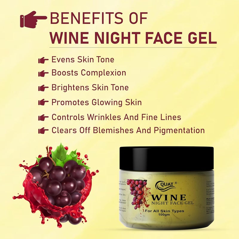 Quat Wine Night Face Gel for Glowing SkinOily SkinWomenMen 100gm New - Image 2