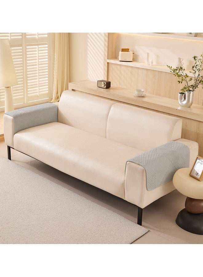 House of Quirk Sofa Covers Crystal Velvet 1/2/3/4 Seater Sofa Cover Slipcovers Anti-Slip Stretch Seat Pad from Pets Replacement Protector (2 pc Armrest Grey, 50x70cm) - Image 1