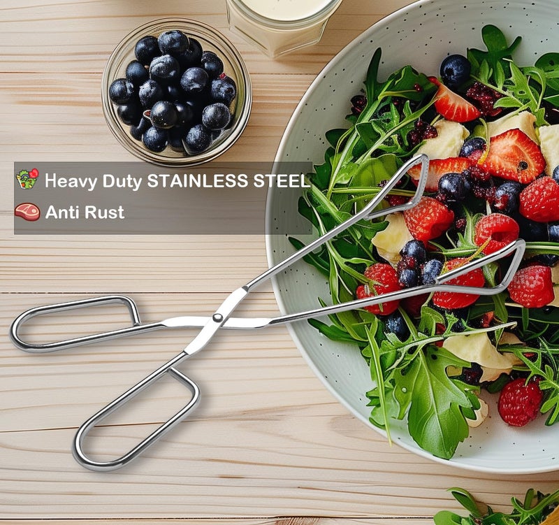 Hiash 11-Inch Heavy Duty Stainless Steel Kitchen Tongs - Comfortable Ergonomic Grip, Scissor Design, Heat Resistant for BBQ and Cooking - Image 3