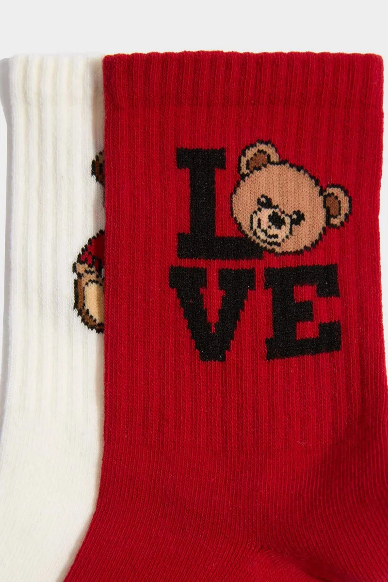 Defacto  Woman Teddy Bear 2 Piece Cotton Long Socks for Women | Best Price UAE