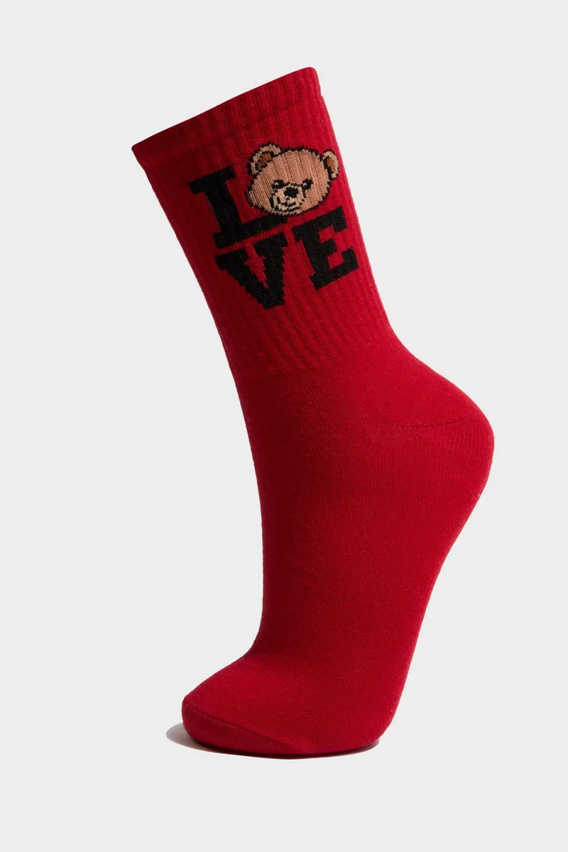 Defacto  Woman Teddy Bear 2 Piece Cotton Long Socks for Women | Best Price UAE