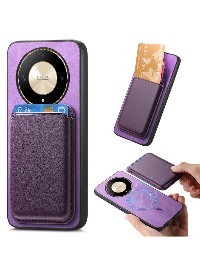 زبون جراب لهاتف Honor X9b / Magic6 Lite 5G Retro Magsafe Card Bag غطاء خلفي من البولي يوريثان - Image 1