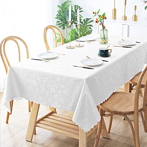 Smiry Rectangle Table Cloth, Waterproof Heavy Duty Vinyl Tablecloths, Wipeable Washable Table Cover for Kitchen and Dining Room (White, 60" X 84") - Image 2