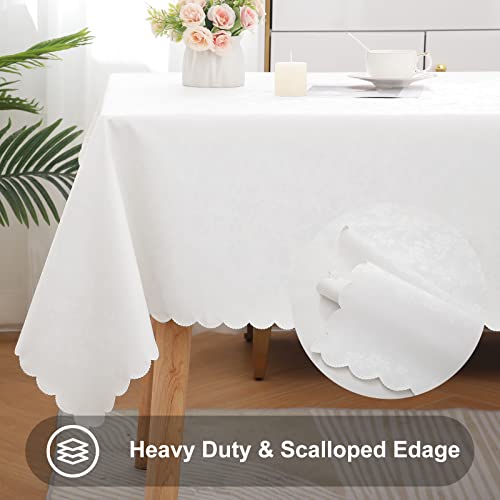 Smiry Rectangle Table Cloth, Waterproof Heavy Duty Vinyl Tablecloths, Wipeable Washable Table Cover for Kitchen and Dining Room (White, 60" X 84") - Image 5