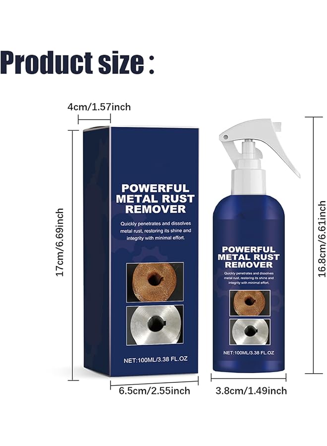 NALACAL مزيل صدأ المعادن، مزيل صدأ المعادن، بخاخ متعدد الأغراض لإزالة الصدأ، بخاخ مزيل فوري للأدوات والمعادن والسيارات - قطعتان - Image 2