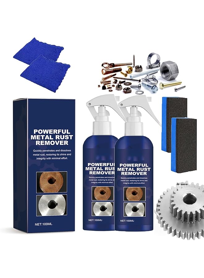 NALACAL مزيل صدأ المعادن، مزيل صدأ المعادن، بخاخ متعدد الأغراض لإزالة الصدأ، بخاخ مزيل فوري للأدوات والمعادن والسيارات - قطعتان - Image 1
