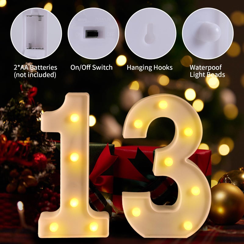Funsky 13th Birthday Decorations for Girls Boys,13th Birthday Party Decorations for Centerpieces Table,Light Up Numbers 13 Sign for Party Backdrop Wall Decor for 13 Wedding Anniversary Decoration - Image 3
