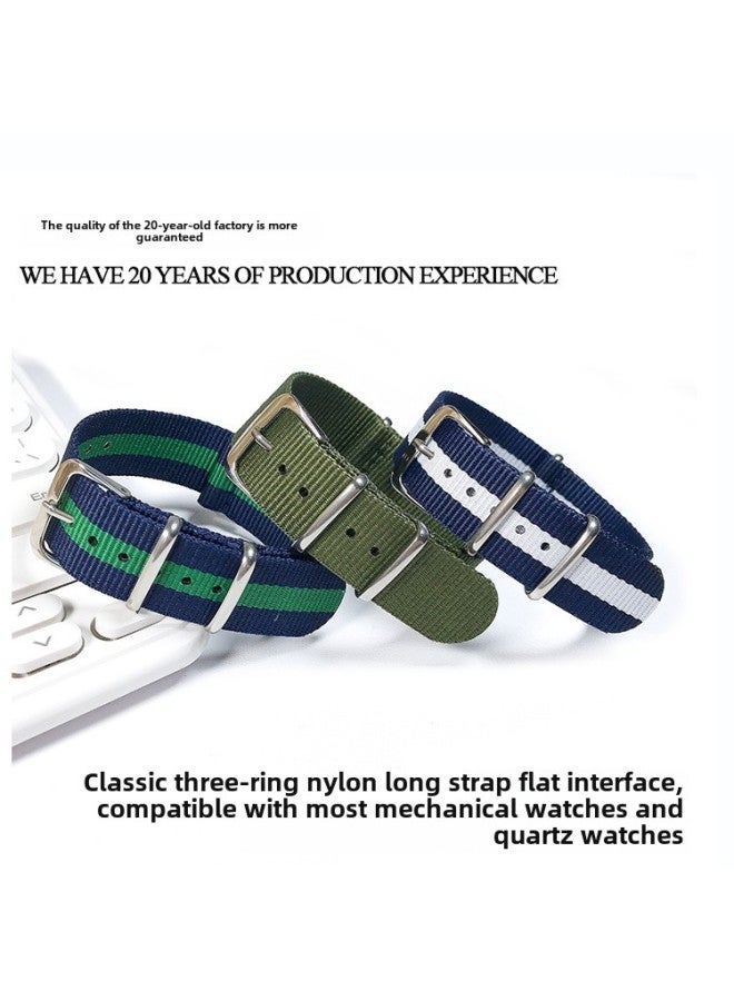 Environmental Protection Marine Recycled Materials Fashion Three-ring Nylon Watch With A Canvas Strap 16/18/20/22mm-Color:Black And White Black 163#(less White And More Black)-Specifications:22mm (in Stock)  - Image 3