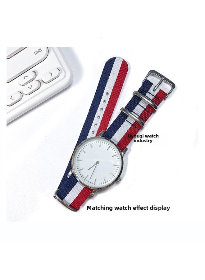 Environmental Protection Marine Recycled Materials Fashion Three-ring Nylon Watch With A Canvas Strap 16/18/20/22mm-Color:Black And White Black 163#(less White And More Black)-Specifications:22mm (in Stock)  - Image 4