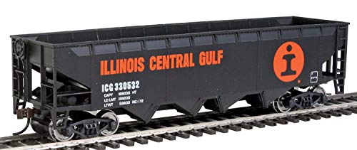 Walthers Trainline Offset Hopper - Ready to Run -- Illinois Central (Orange, Black, White- Large Logo) HO Scale - Image 1