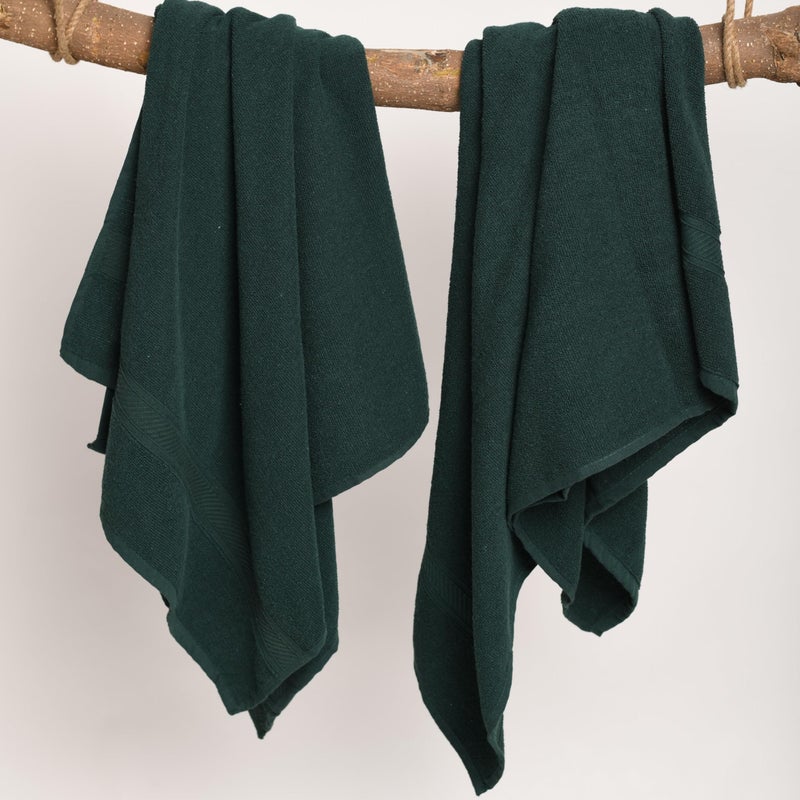Furnofy 450 GSM Cotton Towel Set of 4, 2 Bath (70x140 cm) 2 Hand (40x60 cm), Highly Absorbent and Soft Bathroom Towels (Pack of 4 - Olive) - Image 2